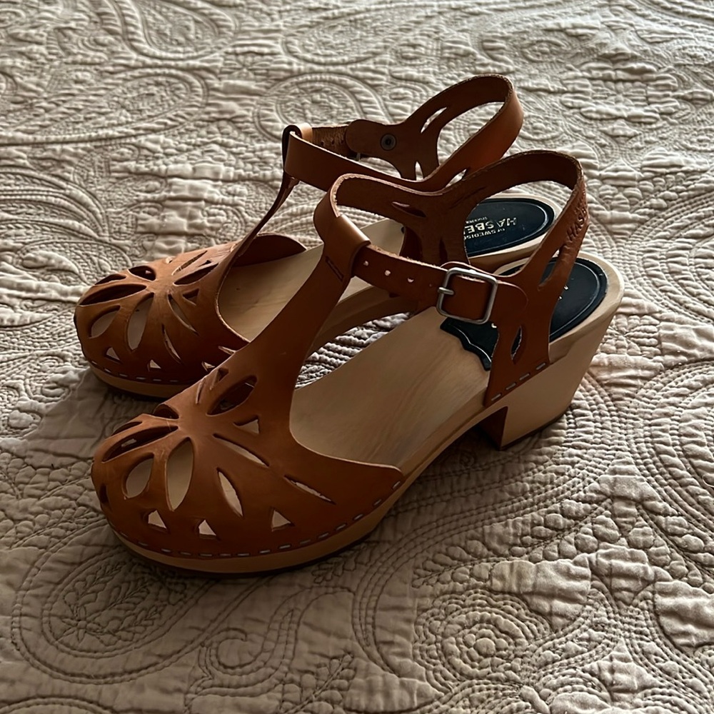 Swedish Hasbeens Lacy Sandal in natural leather - size 37/US 7